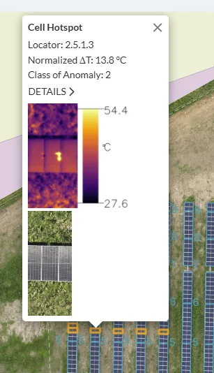 Ejemplo de ficha de anomalía con imagen IR y RGB